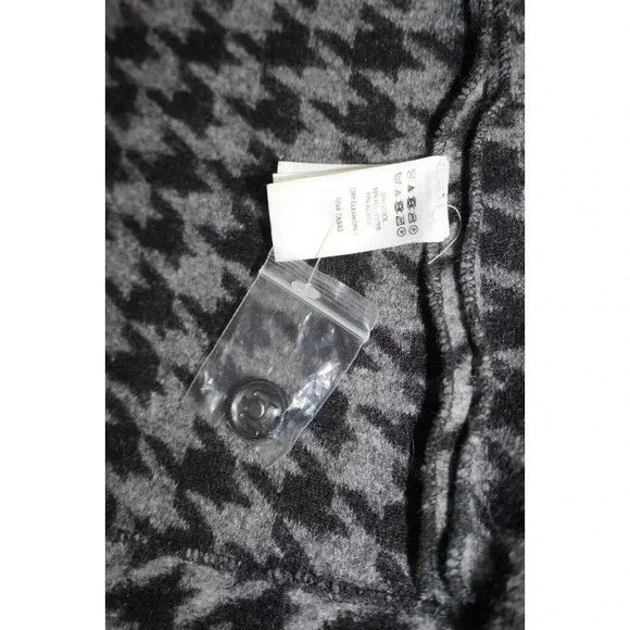 Max Studio Jacket Women Black Gray Knit Houndstooth Long Wool Blend Coat 1X - Picture 8 of 11